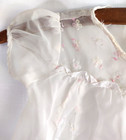 Vtg Sheer Baby Dress gown W embroidered Pink   White Flowers delicate gorgeous 