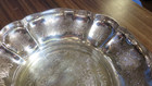 Vtg  Silver Plate Ornate Scalloped Edge 6 Inch Bowl By Barker Ellis -  England 