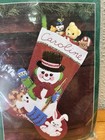 Vintage Bucilla Felt Stocking Kit  Snowman    holiday Pals    33050 Nos