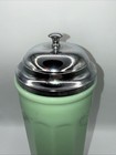 Retro Style Jadeite Green   Metal No Touch Straw Holder Glass Dispenser