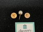 Vintage Lot Of 3 14k Solid Yellow Gold Tie Tacks Pearl Onyx Diamond 2 8g Ds30