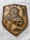 Vintage 1980s Iraqi Leather Wall Hanging Map Of Iraq Shield Tooled Art Souvenir