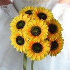 Artificial Sunflowers Flowers 8pcs Single Long Stem Large Faux Silk Sunflowers B