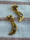 Gold Star And Moon Earrings Celestial Drop Cubic Zirconia Jewelry Gift For Her 