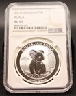 2017-p Australia Koala  1 1oz  999 Silver Ngc Ms69 Perth Mint Bullion Coin