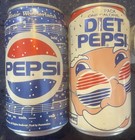 Lot Of 7 Pepsi Holiday Cans Vintage 1990 Opened Diet Pepsi Santa Snowman Penguin