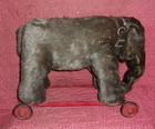 Antique 21  Unmarked Steiff Black Elephant Straw Stuffed Rider As Found In Attic