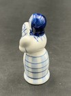 Vintage Gzhel Blue   White Hand Painted Ussr Figure Lady   Twin Babies