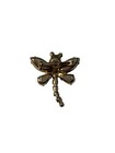 Vintage Gold Tone Rhinestone Blue Wing Red Eye Dragonfly Insect Brooch Pin