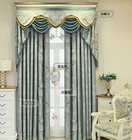Luxury Jacquard Cloth Blue Grey Cloth Blackout Curtain Tulle Valance Drape C1291
