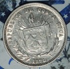 Costa Rica 1890 Silver 5 Centimos Choice Au    c629