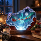 Christmas Resin Lamp Santa Sleigh Reindeer Led Night Light Handmade Winter Decor