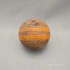 Vintage Wooden Ribbed Texture And Painted Stripes Croquet Ball Orange Brown