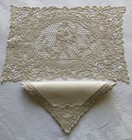 Wow Antique Hand Made Figural Milanese Lace Placemat   Napkin Breakfast Tray Set