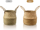 3 Set Seagrass Belly Storage Basket Woven Plant Pot Holder With Handles For Plan