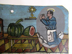 Vtg Antique Hp Mexican Tin Retablo  San Pascual Bailon Kitchen Saint  Dated 1917