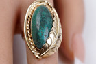 Beautiful Vintage Navajo 14k Yellow Gold Turquoise Ring Size 6  12 92 Grams