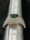 Vintage Emerald Swarovski Crystal Ring  Yellow Gold Overlay  Sz 7 3 4