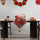 Poinsettia Table Runner - Christmas 67 l X 13 w  Red And Green Gold 