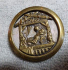 Large Vintage Antique Metal Picture Button Person Sleeping