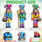  3 Pcs Easter Nutcracker Decorations 7 In Wooden Traditional Multicolor Bunny
