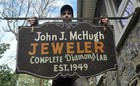 Large Vintage Wooden Watchmaker Jeweler Trade Sign With Wrought Iron Bracket
