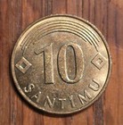 2008 Latvia 10 Santimu Coat Of Arms  Arcs Diamond Suns Nickel-brass 19 9mm Coin