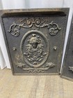 Pair Of Antique Fireplace Backs Cast Iron Decorated Hearth Goddess