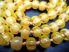 Gorgeous French Striped Yellow Glass Beaded Vintage Necklace