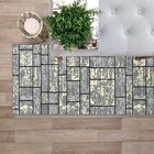 Custom Size Stair Hallway Runner Rug Non Slip Rubber Back Grey Ivory Tiles 3d