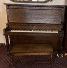 George P Bent Upright Piano Tiger Wood Finish 1918 Antique