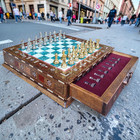 Chess Set With Storage     Solid Wooden Board   Brass Pieces      Luxury Gift