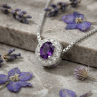 925 Sterling Silver 0 25 Ct Round Amethyst Cluster Simulated Diamond Pendant 18 