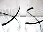 Vintage Glass Tumbers Set Of 3 Black   White Stripes 4 3 4  Tall