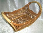 Vintage Woven Wicker Bamboo Double Handle Rectangle Bread Basket Philippines