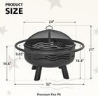 32 Inch American Flag Fire Pit With Mesh Cover For Patio