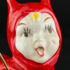 Vintage Red Devil Pixie Elf Ceramic Figurine With Pitchfork Japan 2 5x3 