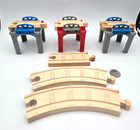 Thomas   Friends Wooden Railway Train Tank - Elevated Riser Lot X3 W  Track Blue