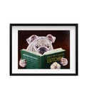 Bulldog Reading Poster  Funny Home Bar Art  Framed Print  Dog Lover Print