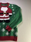 Ugly Christmas Sweater Men s L Green Santa Snowflake Crew Neck Knit Pullover