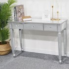 Mirrored Silver Vanity Make-up Computer Desk Console Dressing Table With Drawer