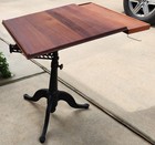 1920 Vintage Industrial Folding Cast Iron Mahogany Drafting Table Architectural 