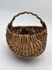 Primitive Woven Oak Splint Egg Gathering Buttocks Basket Handle Small 7 25   x6   x5