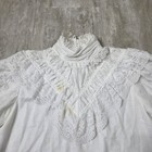 Vintage Gunne Sax Victorian Style Blouse High Neck Lace 20x23 5