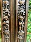 French Pair Of Hand-carved Renaissance Style Wooden Columns  Architectural