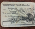 U s  Senator Robert F  Kennedy 1966 Senate Chamber Visitor Pass W stamped Sign 