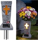 Solar Cemetery Vase For Grave Decor - Waterproof Memorial Flower Holder With    