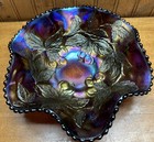 Antique Dugan Cherries Amethyst Carnival Glass  Bowl Purple 9 5    Gorgeous