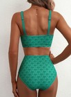 Women s Bikini Sets V Neck Cutout Piece Swimsuit Push Up High Waisted Tummy C   