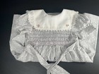 Vtg Polly Flinders Smocked Girls Dress Sz 4 Light Great Floral Bib Collar
